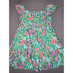 Terra & Sky Womens Tropical Print Off-Shoulder Dress 3X 24W-26W 100% Cotton